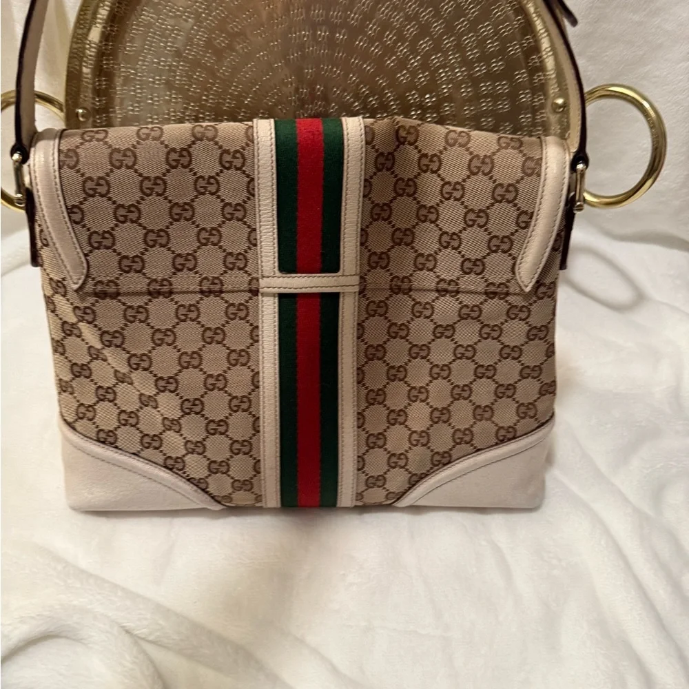 Gucci Beige and Green Women's Bag - Picture 2 of 12